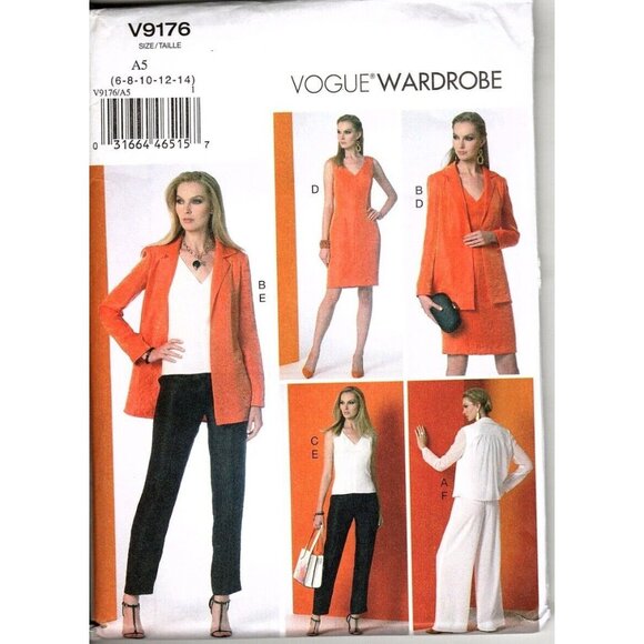 Vogue V9176 Misses 6 to 14 Jacket, Pants, Dress and Top Uncut Sewing Pattern - Picture 1 of 2